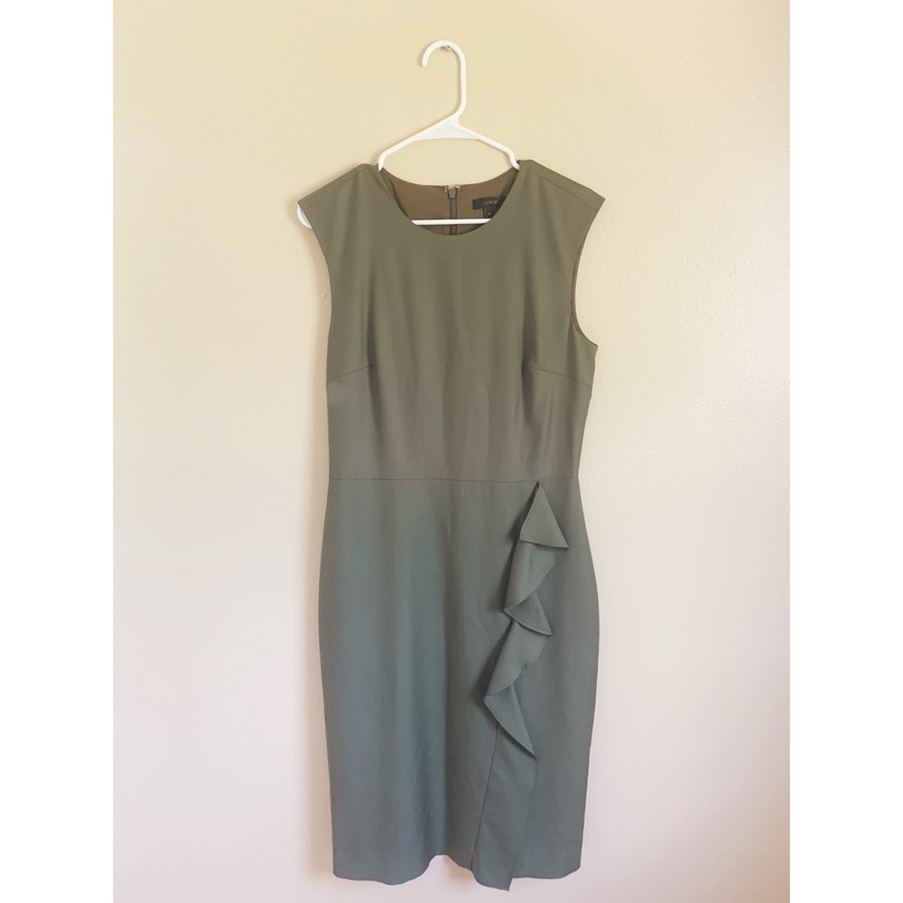 JCrew Ruffle Sheath in Super 120s Wool